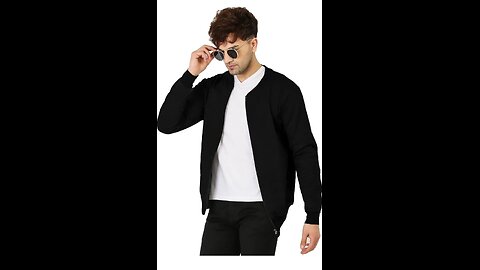 Price - 2$ LEOTUDE Men's Regular Fit Bomber Jacket (Color: Black)