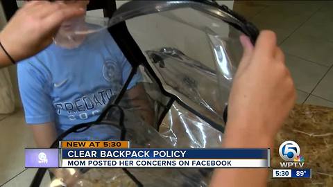 Mom posts her concerns about clear backpack policy on Facebook