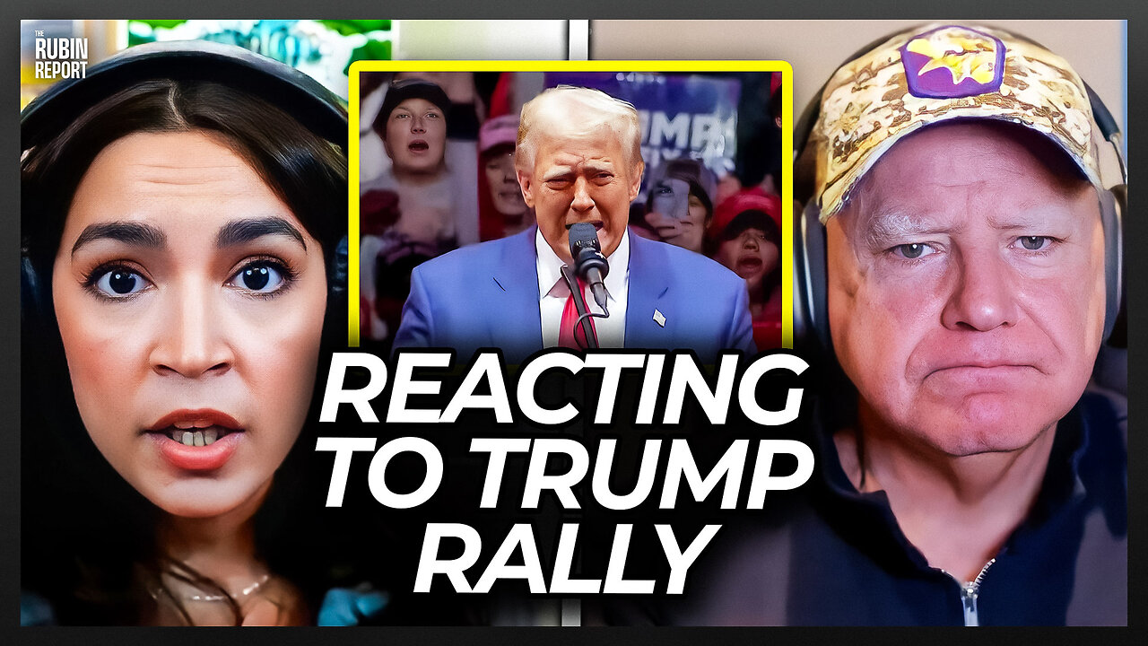 AOC & Tim Walz Watch Trump’s Rally & Their Outrage Is So Fake