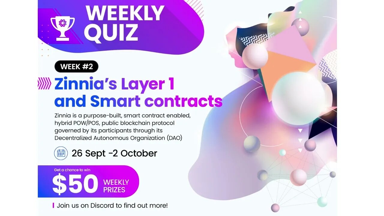 Zinnia's Layer 1 and Smart contracts Quiz ($50 Draw)