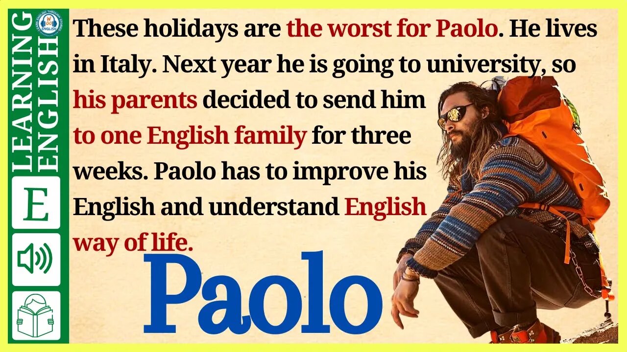 learn English through story level 2 🍁Paolo ( Graded Reader Level 2 ) | WooEnglish