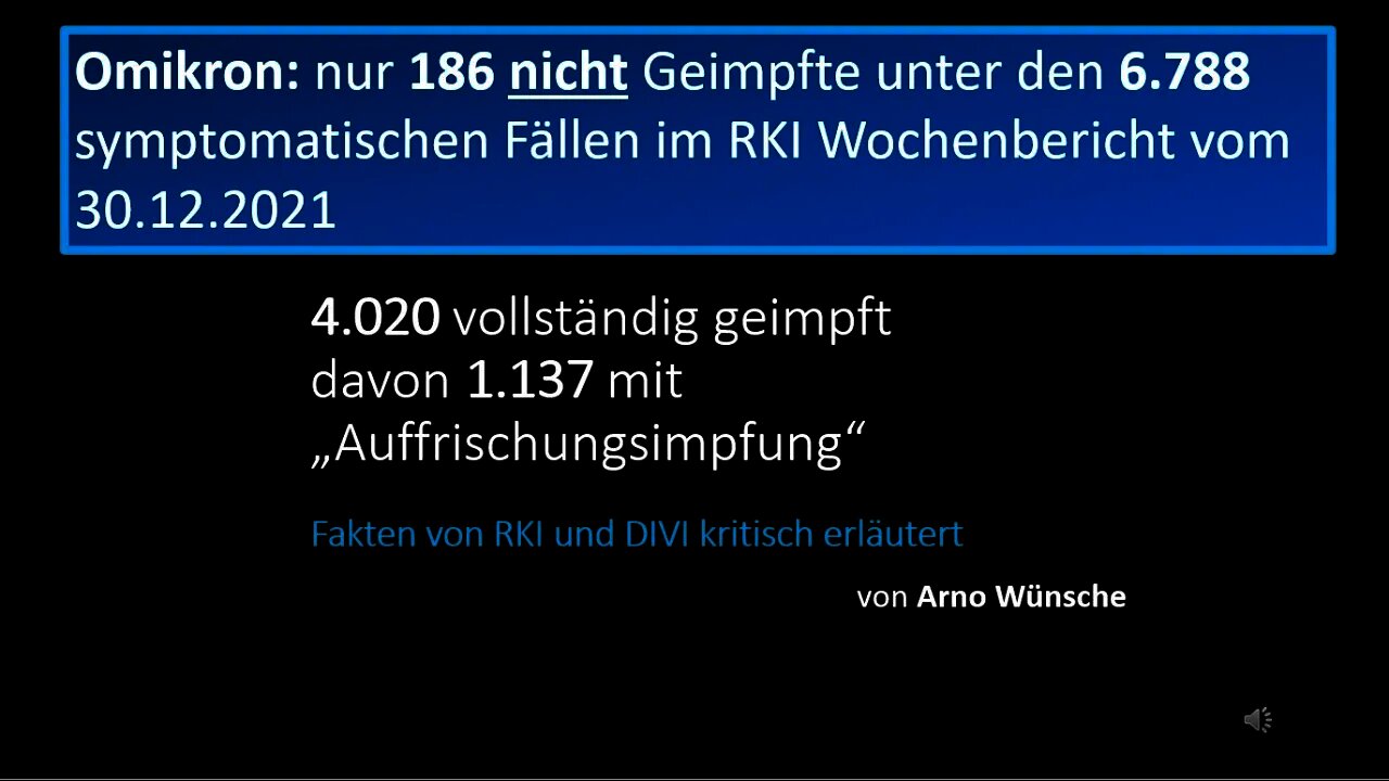 Omikron: nur 186 nicht Geimpfte unter 6.788 symptomatischen Fällen. RKI Wochenbericht vom 30.12.2021