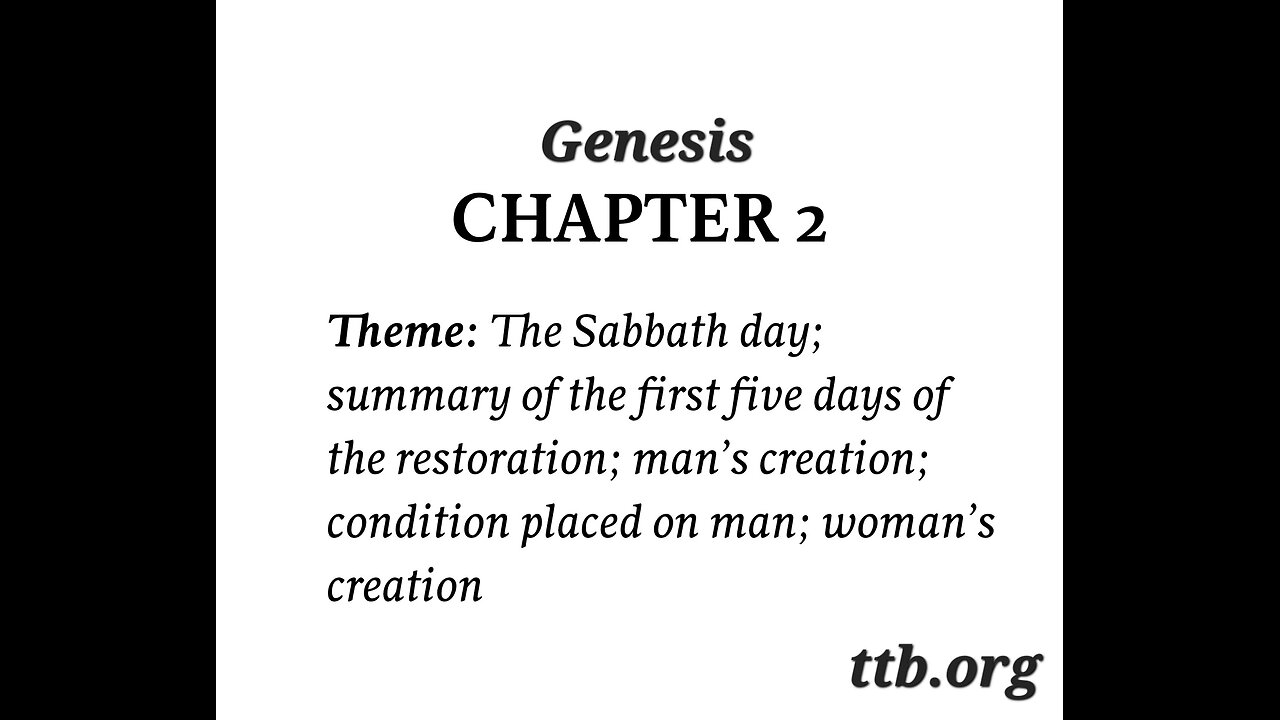 Genesis Chapter 2 (Bible Study)