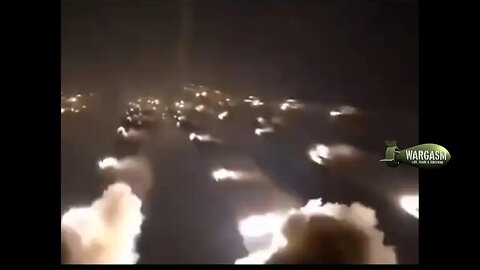 Russian Grad MLRS barrage firing their loads