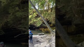 Waterfall into lagoon in the caves 😮 #shorts #nature