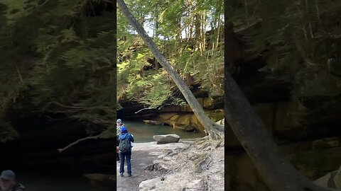 Waterfall into lagoon in the caves 😮 #shorts #nature