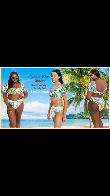 Marina West Swim Vacay Ready Puff Sleeve Bikini in Floral🏖️😎