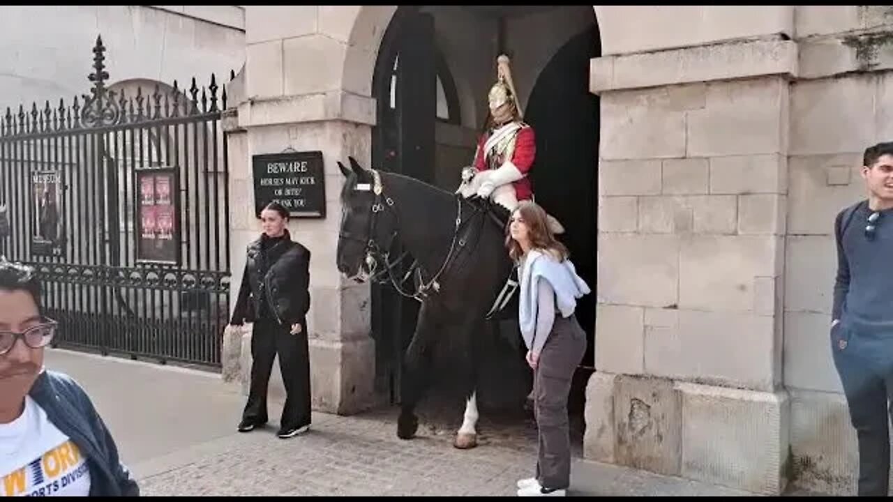 Tourist scared of horse #horseguardsparade