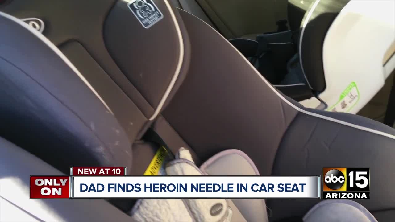 Phoenix dad finds heroin needle in car seat after break-in