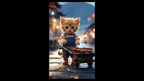 Cute Cat Cooking