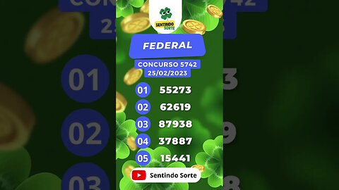 🍀 Resultado LOTERIA FEDERAL 5742 | Sentindo Sorte #shorts