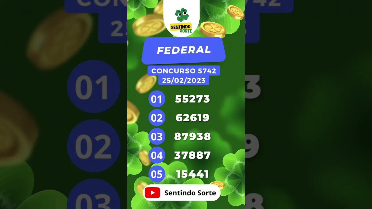 🍀 Resultado LOTERIA FEDERAL 5742 | Sentindo Sorte #shorts