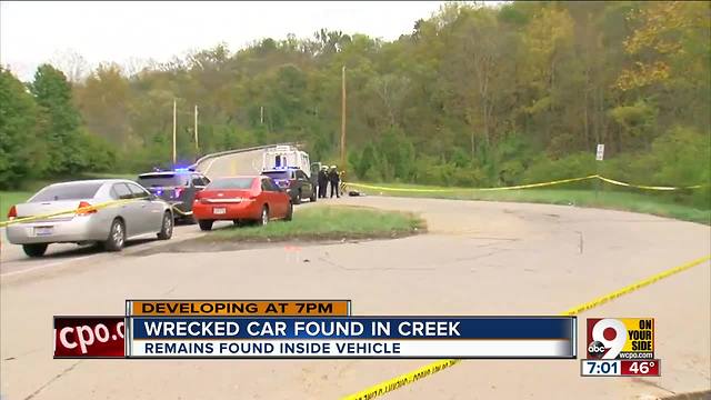 Wrecked car found in creek