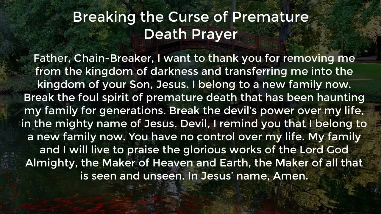 Breaking the Curse of Premature Death Prayer (Prayer for Breaking Generational Curses)