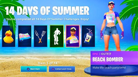 *NEW* ALL 14 DAYS OF SUMMER REWARDS UNLOCKED! (Fortnite: Free Rewards)