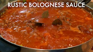 The best Italian meat sauce ever! Rustic Bolognese Sauce over pasta.