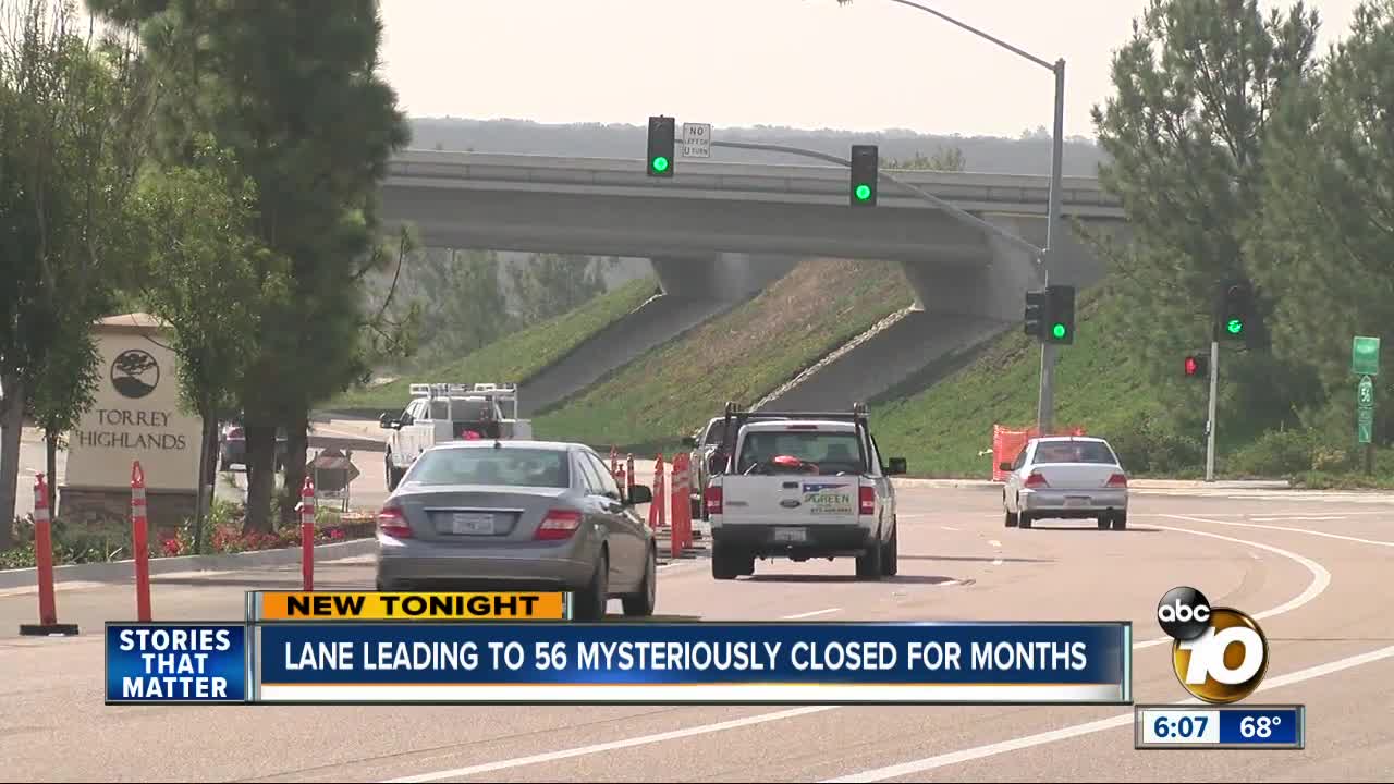 Freshly-paved lane to freeway closed for months