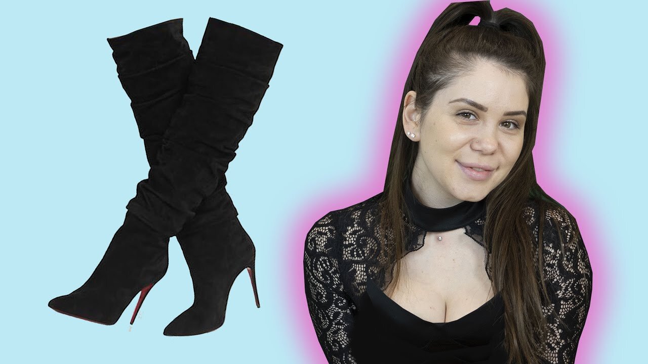 High heels Try on The longest black boots