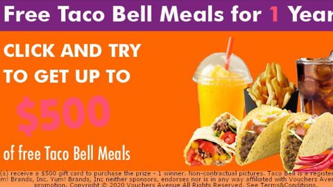 Win! Free Taco Bell Meals for 1yr