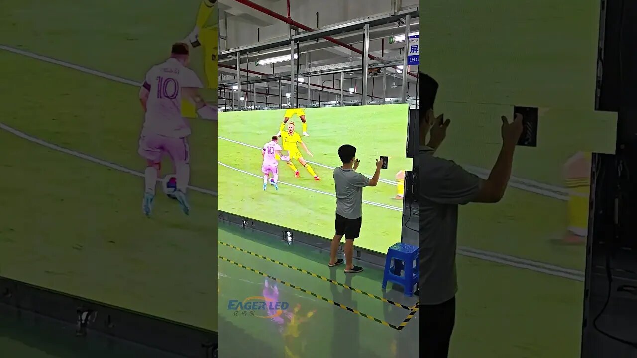 Messi volleys into the goal!#messi #eagerled #leddisplay #ledvideowall #ledscreens #football