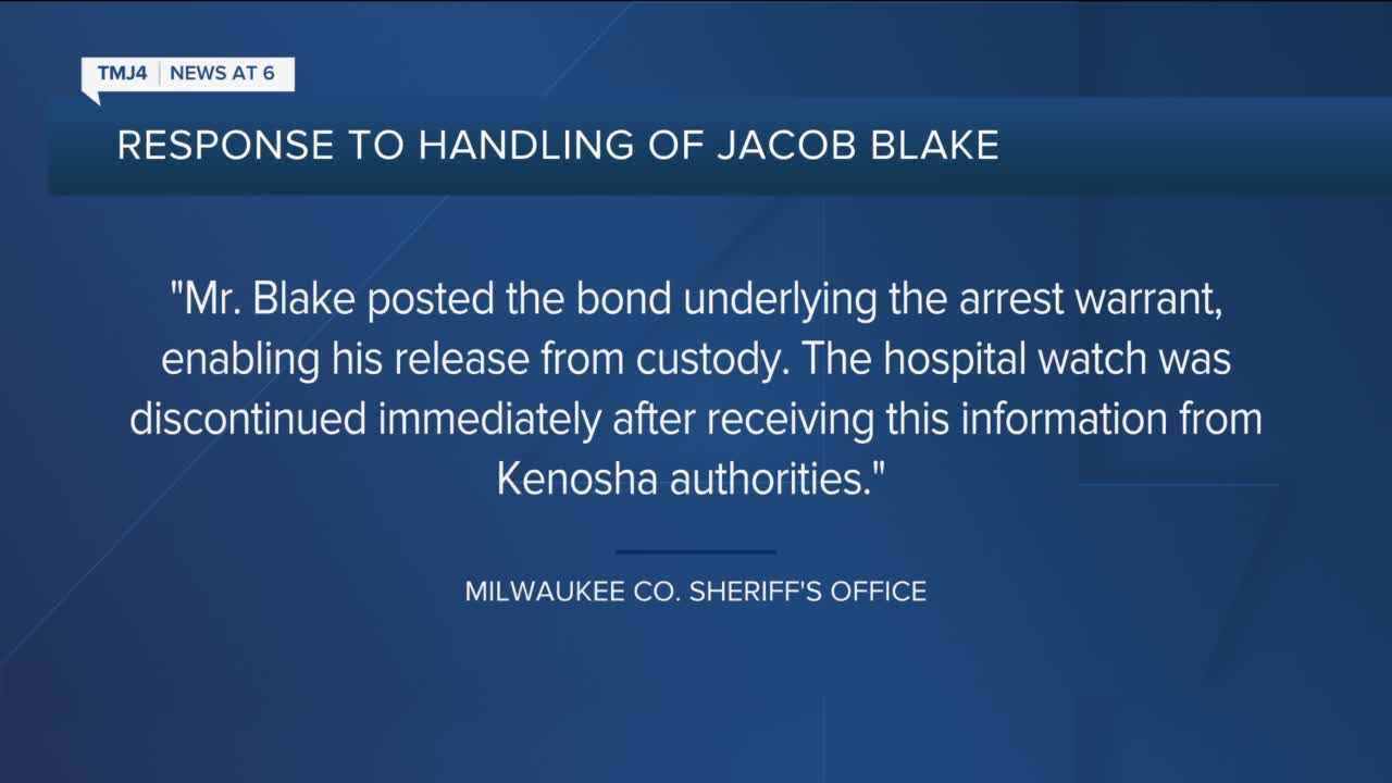 Authorities take handcuffs off of Jacob Blake while he remains in the hospital paralyzed from the waist down