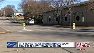 City hopes pedestrian markers slow traffic in downtown Papillion