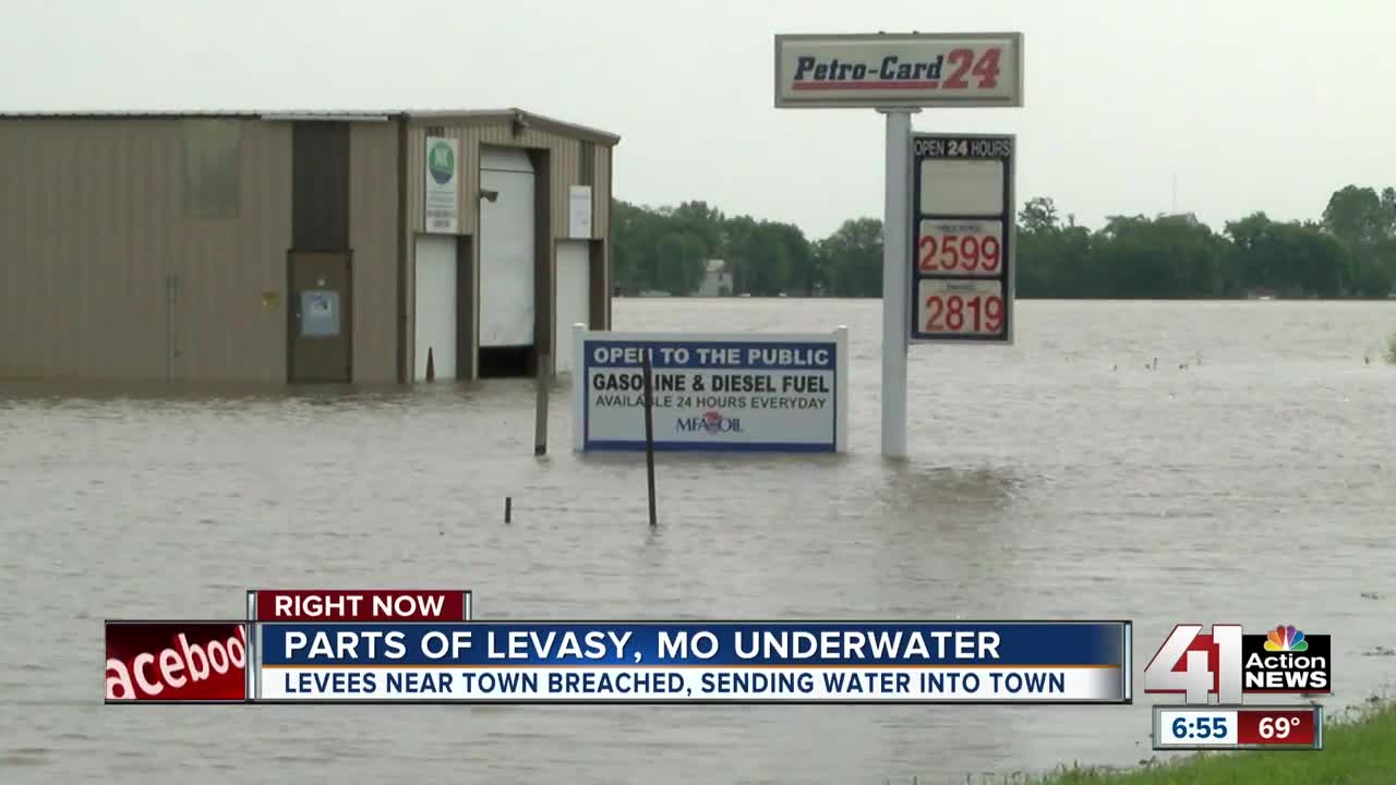 Emergency officials continue to monitor floodwaters in Levasy, Missouri