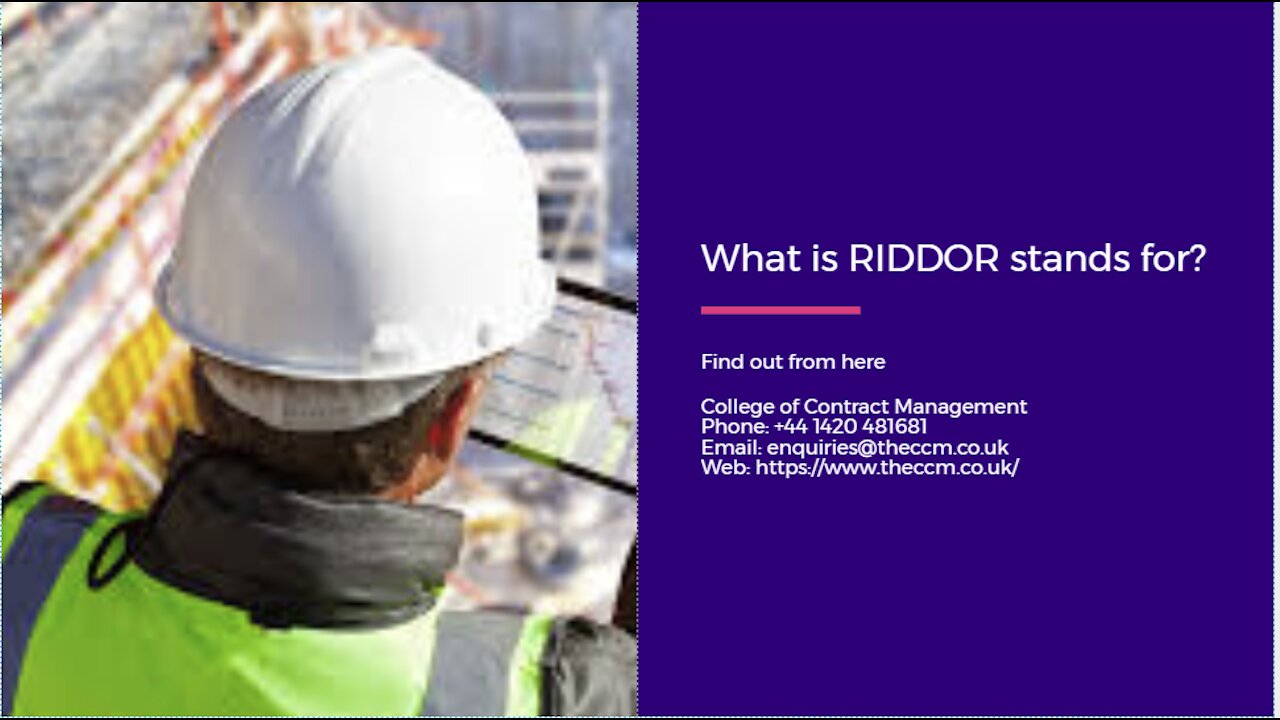 What does RIDDOR stands for ?