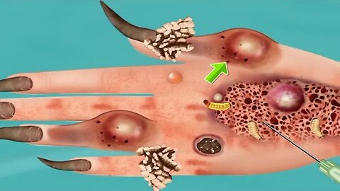 ASMR Treatment of hand necrosis due to jungle Insect -ASMR Animation 손상된 손의 치료