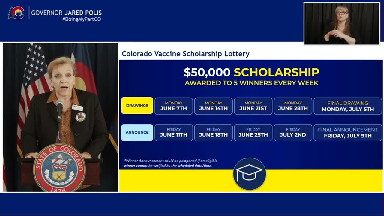 News conference: Colorado to give out 25 scholarships of $50K to children ages 12-17 who get vaccinated