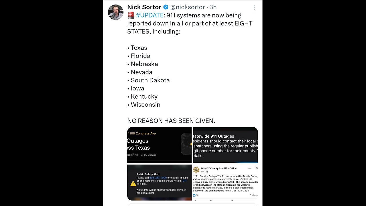 911 Systems Were Down In All Or Part Of 8 States On 4/17