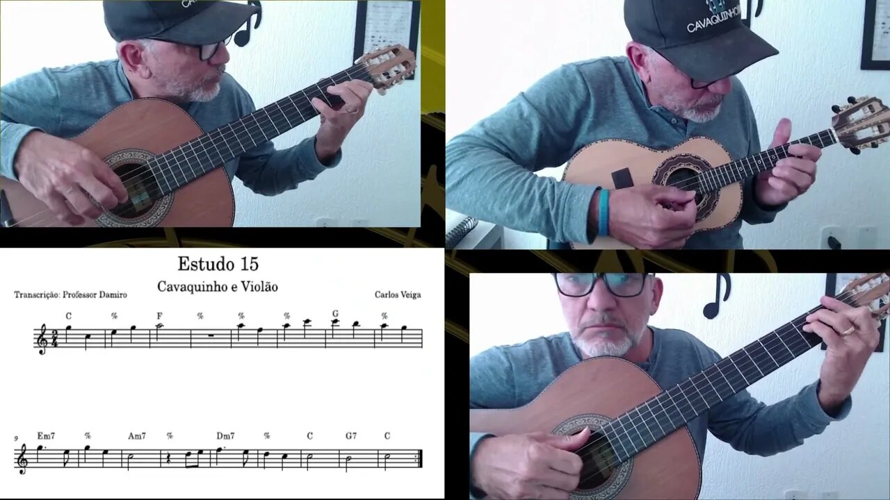 Estudo 15/20 de partitura para cavaquinho e violão