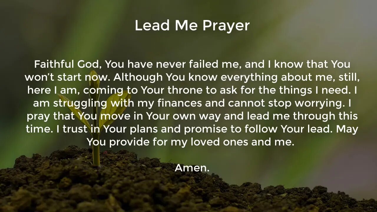 Lead Me Prayer (Prayer for Financial Stability)