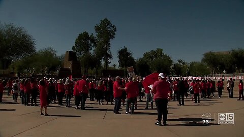 Teachers rallying at the State Capitol for the Invest in Ed rally