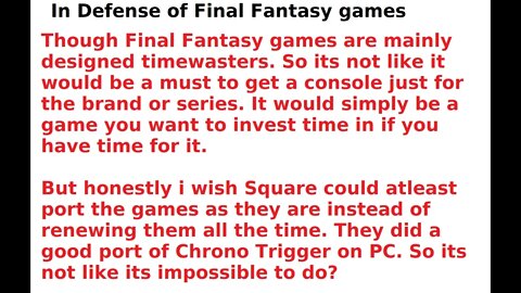 In defense of Final Fantasy games