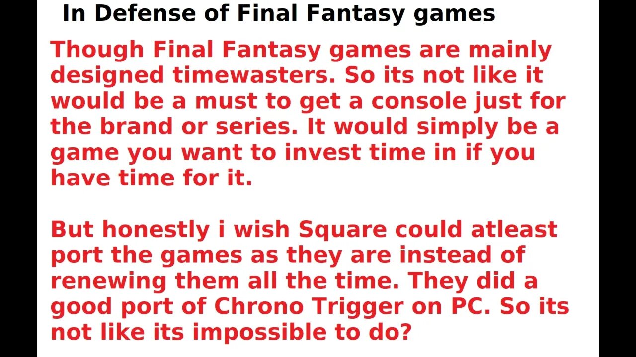 In defense of Final Fantasy games