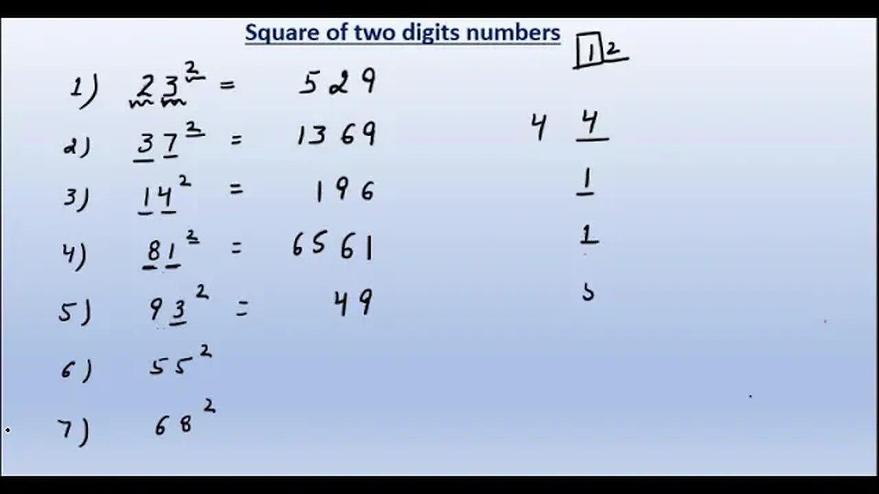 Short Trick #1 : Calculate Square of Two Digits Numbers