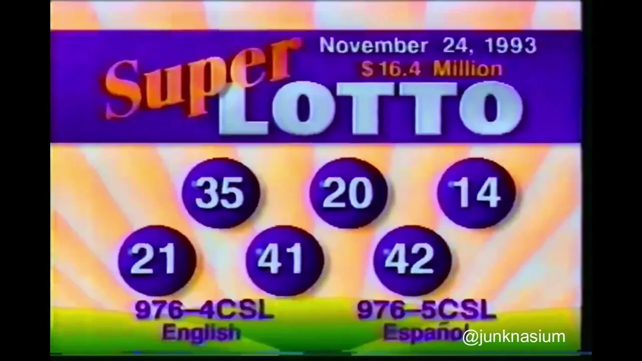 "Winning Lotto Numbers" Channel 5 KTLA Los Angeles (Nov 24, 1993)