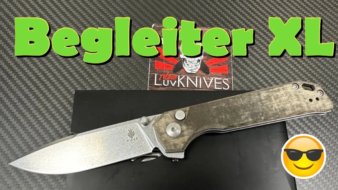 Kizer Begleiter XL button lock flipper green micarta