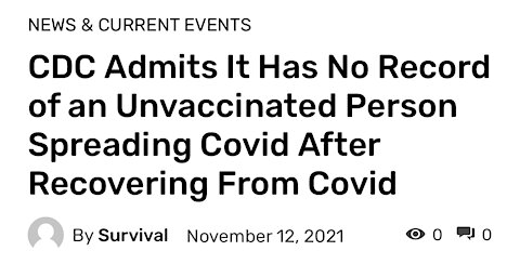 CDC No Data On Previously infected COVID19 Survivors?