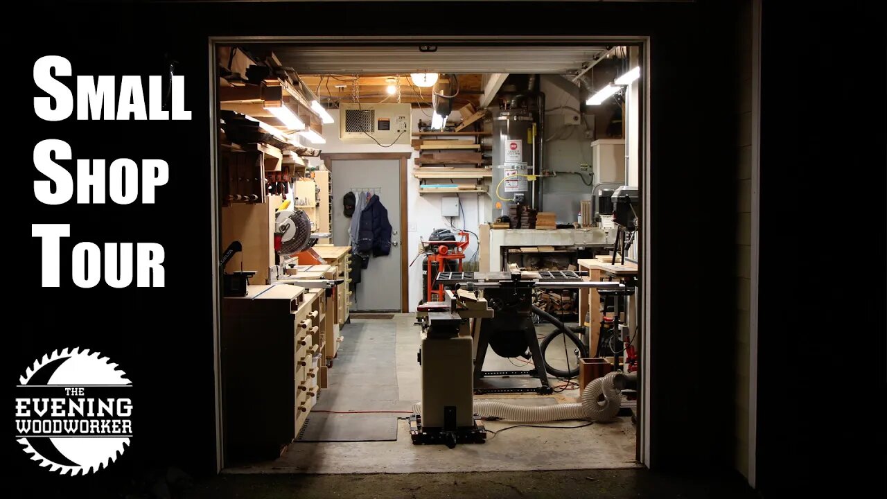 My Small Shop Tour & Layout | Evening Woodworker