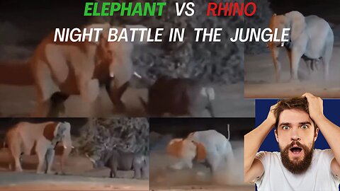 Epic Night Showdown: Elephant vs Rhino in the Heart of the Jungle