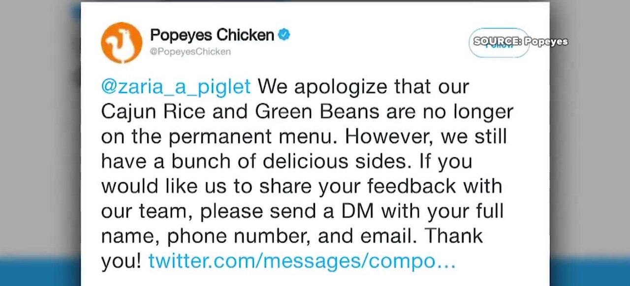 Popeyes faces Twitter backlash for changes to their menu