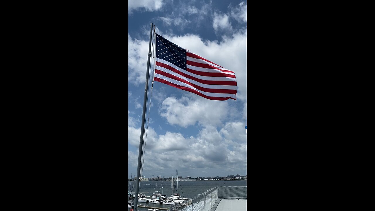 Old Glory from the aft flight deck of CV10 USS Yorktown