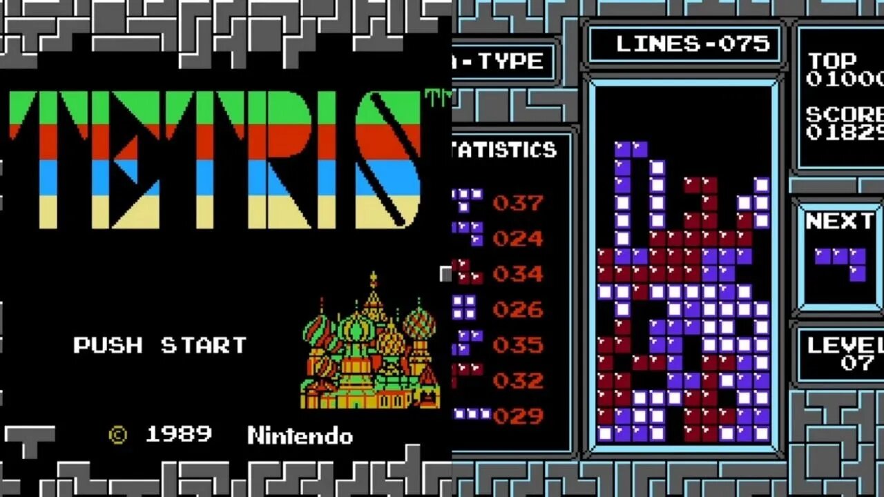1989 Tetris. Nintendo Classic and Retro game. Arcade Game. No Commentary Gameplay. | Piso games
