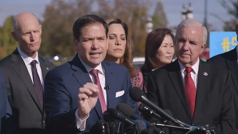 Rubio habla en una conferencia de prensa sobre las protestas en Cuba contra el régimen comunista