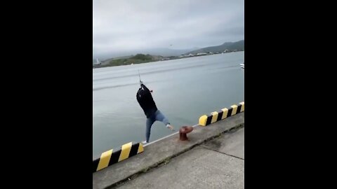 funny diving in the water