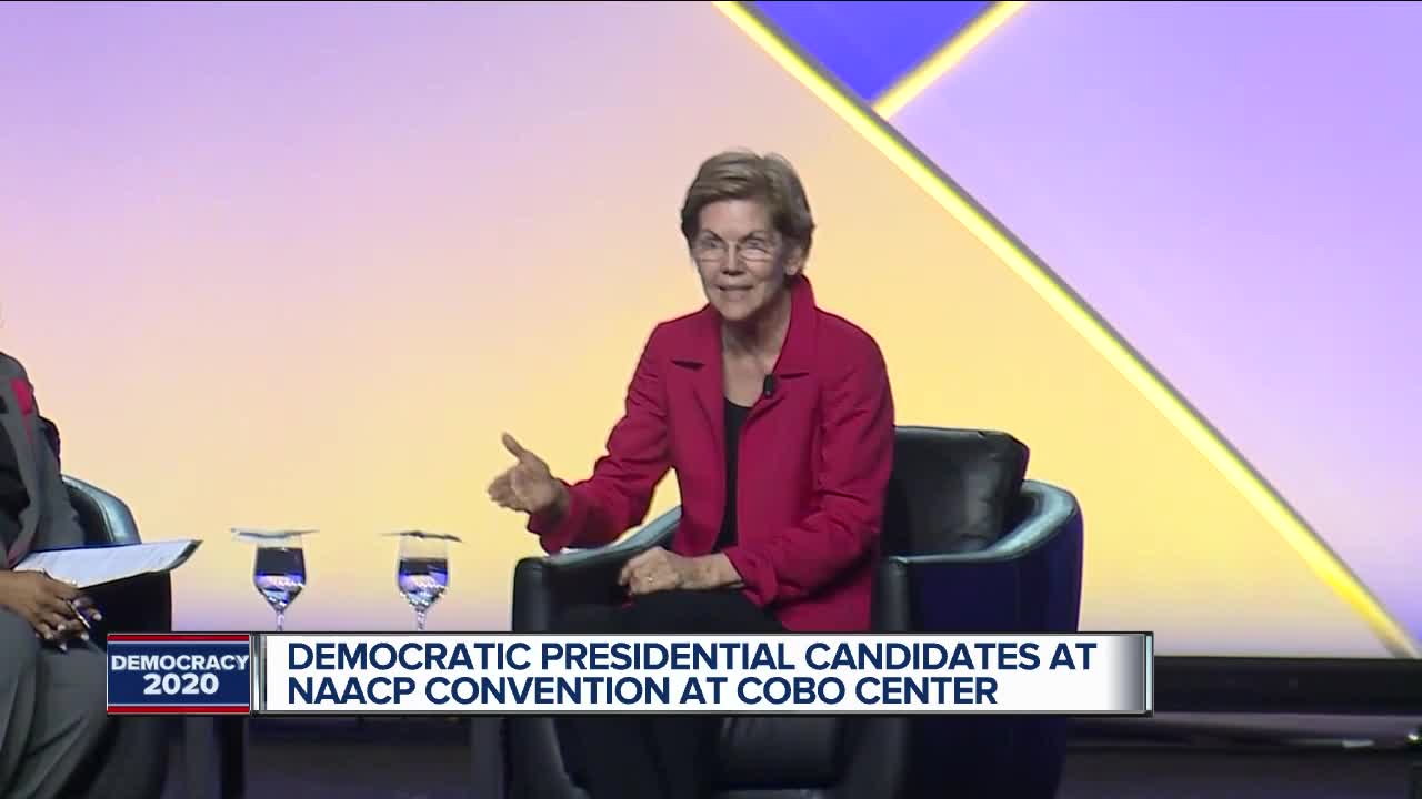 Democratic presidential candidates at NAACP convention at Cobo Center