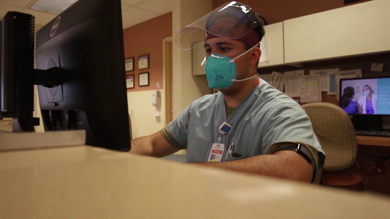 1st Lt. Fernando Echeona Cares for COVID-19 patients at Adventist Health White Memorial Hospital