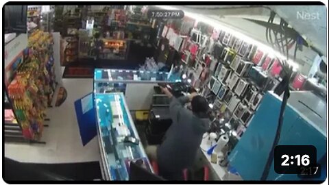 Store employee shoots two armed robbers, one killed.